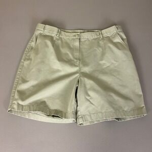 LL Bean Bermuda Shorts Classic Fit Women's Plus Size 18 Beige Cotton Lightweight